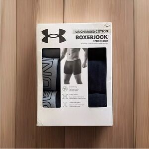 Under Armour 3 Pack Men's Boxerjock Briefs 6'' Charged Cotton Black 5XL 54.5-59
